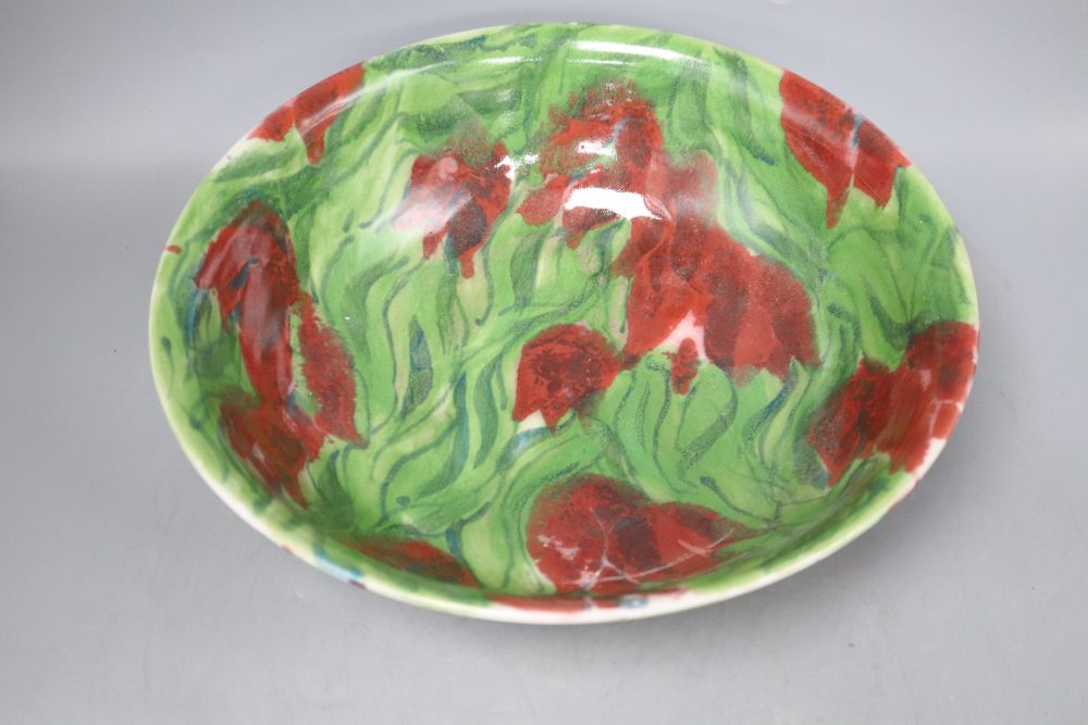 A Janice Tchalenko glazed jug and basin set, jug height 18cm